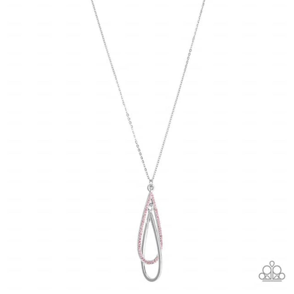 Long silver pink necklace